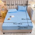 1pc Solid Color Waterproof Fitted Sheet Soft Comfortable Antibacterial