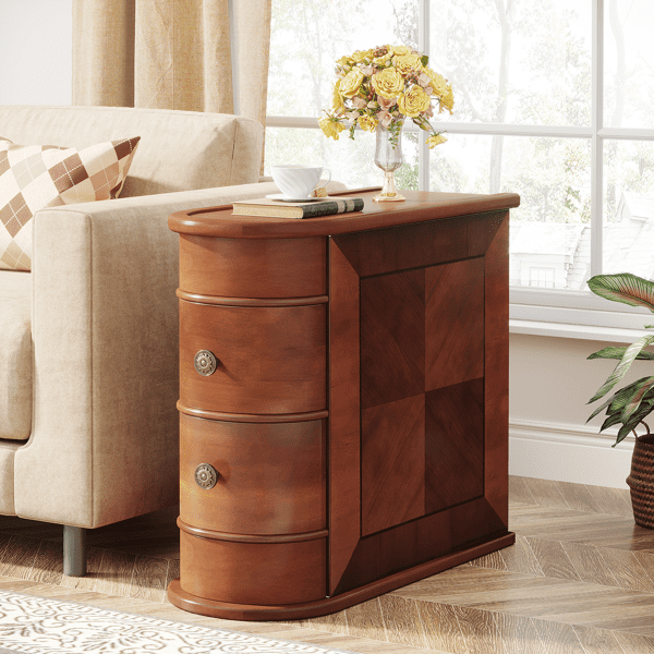 1pc Solid Wood Bedroom Bedside Table with 2 Storage Drawers | Solid Wood Side Table, Suitable for Living Room And Bedroom | Finished Product No Assembly Required