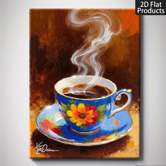 1pc Solid Wood Framed Coffee Art Poster - Steaming Morning Coffee Cup & Bean Wall Decor, Rustic Retro Hanging Picture with Hanging Hardware,Durable Print Suitable for,Bedroom,Bathroom - Perfect Gift