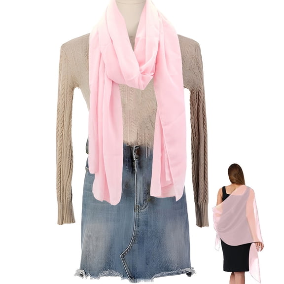 1pc Solid color Chiffon Shawl Women Wraps Pink 2000x700x0.5mm