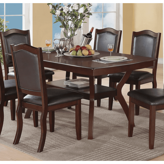 "1pc Solidwood Espresso Finish Dining Table with Shelf for 4-Person Dining (Simple Assembly Required)"