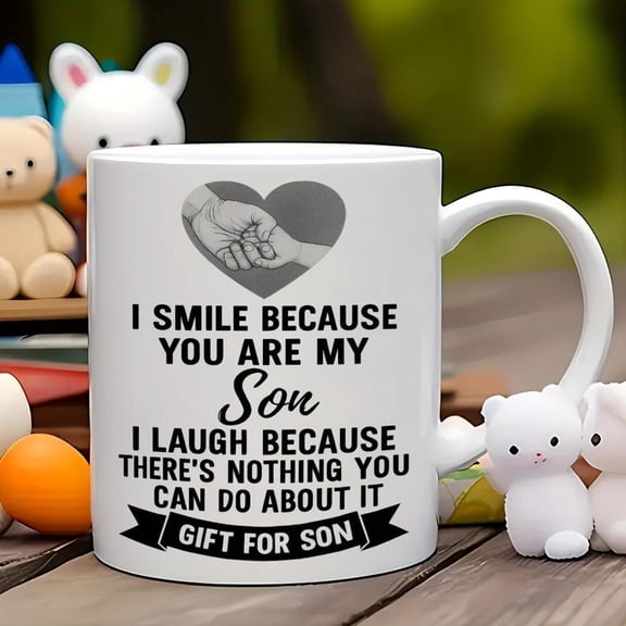 1pc Son Themed Ceramic Coffee Mug 11oz Microwave Mother Son Cup with Heart Footprints Dishwasher Son s Birthday Anniversary from Mom Father Mom Idea