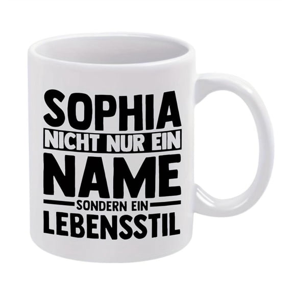 1pc Sophia Name Coffee Mug German Text Sophia Name Initials White Ceramic Cup with Black Lettering Hand Wash Only German Phrase Meaning Sophia is Right Ideal Christmas Sofia