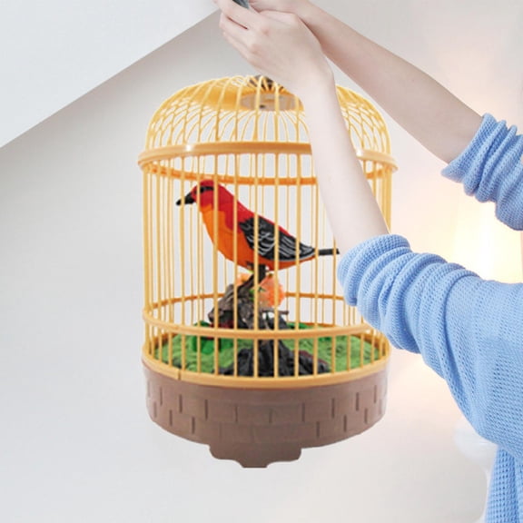 1pc Sound Activated Bird Realistic Battery Operated Funny Singing Bird Toy Red