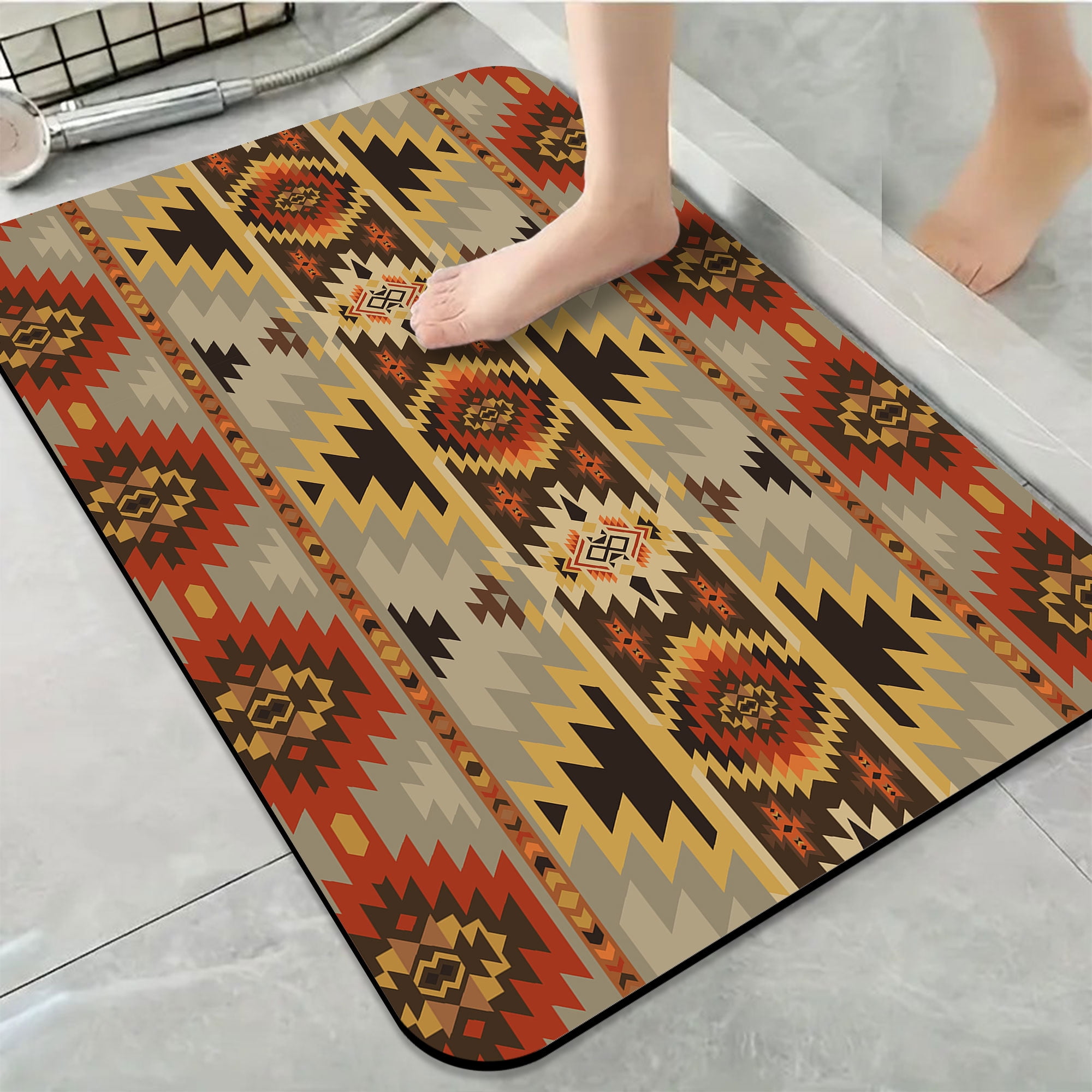 1pc Southwestern style Geometric Bathroom Rug Bathroom Decor and ...