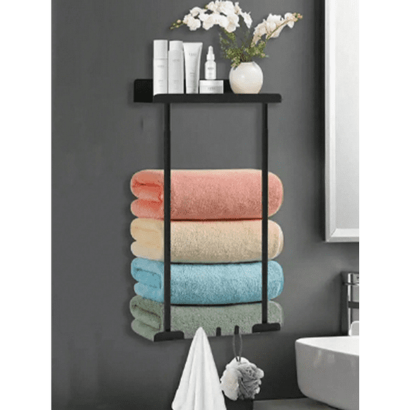 1pc Space-Saving Towel Rack, Easy Install, Versatile Wall Organizer For Stylish Home DecorationHotel Bathroom Storage Towels Organizer Home Bathroom Decor Bathroom Organizer Summer
