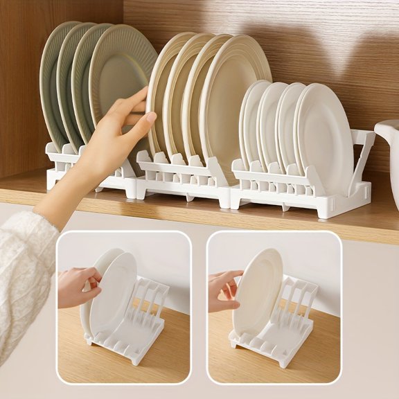 1pc Space-saving Storage Artifact Kitchen Dish Rack Drawer-style Adjustable Separated Drainage Shelf Dual-purpose Bowl and Plate Holder Moisture-proof Durable Thoughtful Design, Must-have for Kitchen