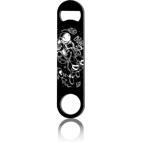 1pc Spaceman Flat Bottle Opener Blade Beer Opener Stainless Steel Opener for Bar Pub Bartenders Party Dating Home Kitchen Gifts Friends Men Father's Day Valentine Birthday Black 1.6x7 Inch