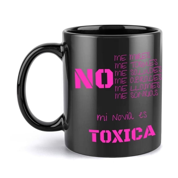 1pc Spanish Toxic Relationship Themed Coffee Mug 11oz Black Pink Spanish Text Cup with NO ME QUIERO SLO ME QUIERO LIBRE TOXICA Design Toxic Boyfriend Girlfriend Idea Spanish Phras