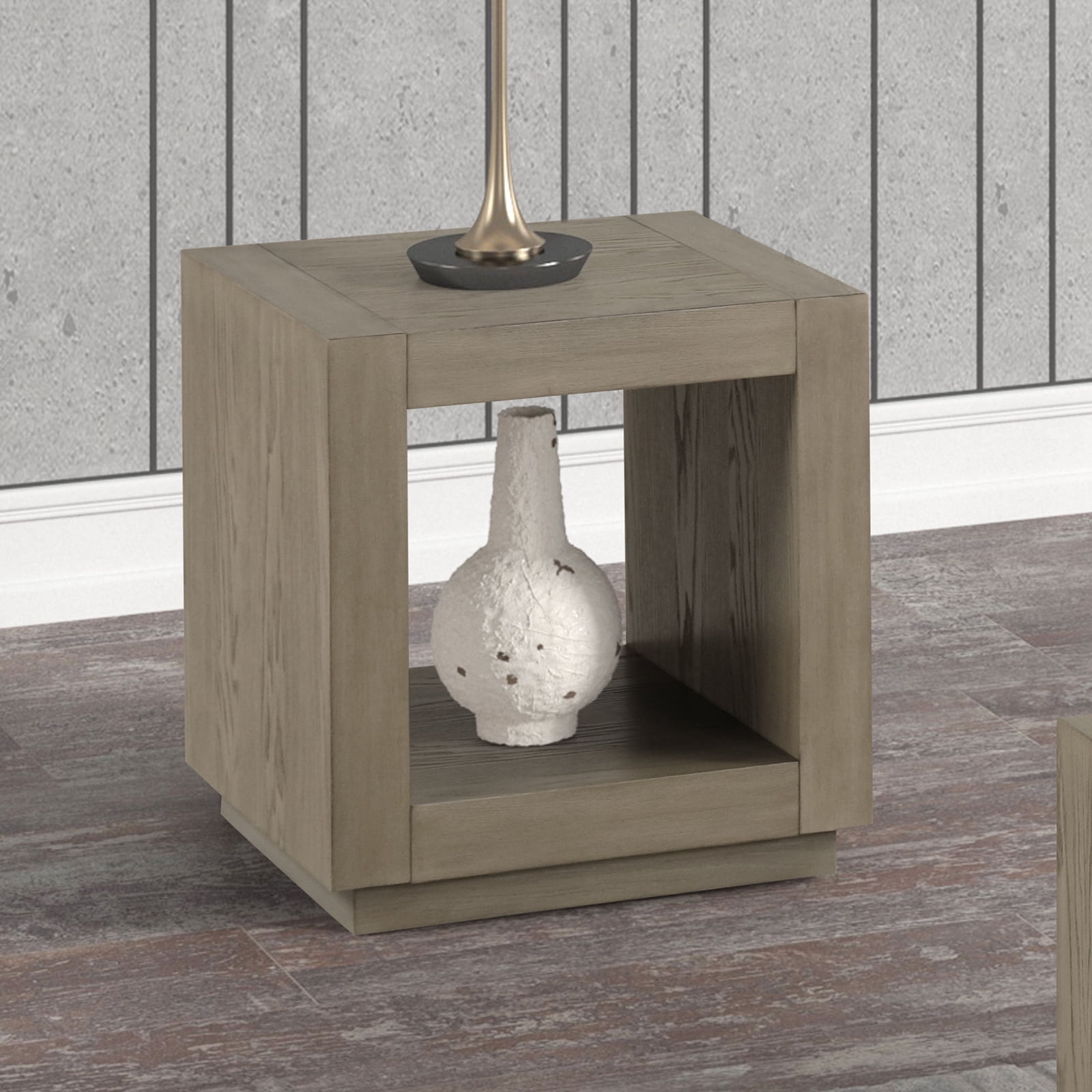 1pc Square End Table Plinth Base Open Bottom shelf Natural Finish ...