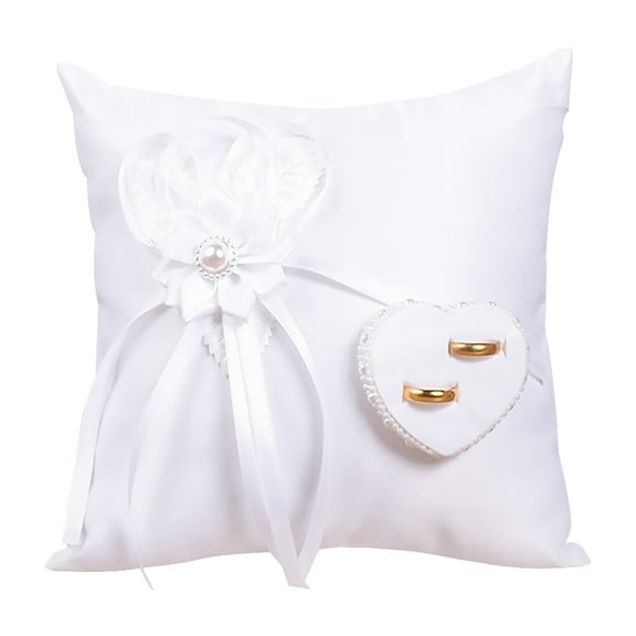 1pc White Square Pillow with Floral Design, Bearer Cushion for Wedding Ceremony, Marriage Accessory
