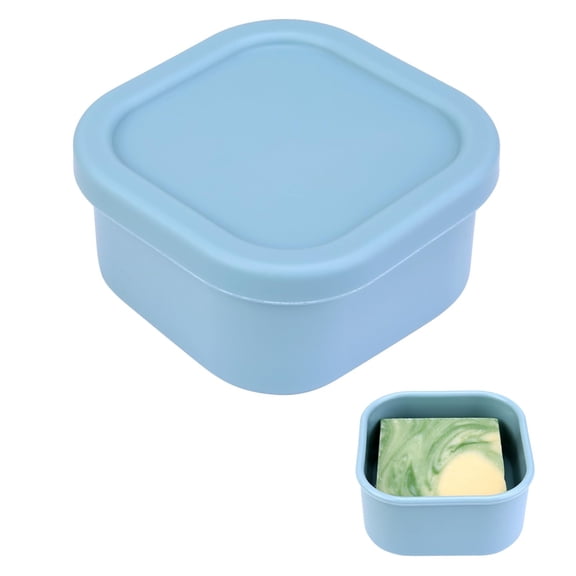 1pc Square Silicone Travel Soap Case, Leakproof Soap Holder with Lid, Shatterproof Shampoo Bar Holder for Bathroom, Travel, Gym, Camp