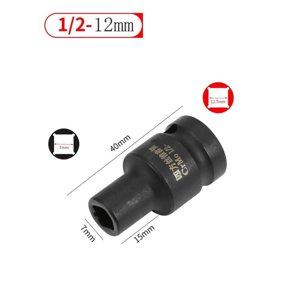 1pc Square Socket Tap Driver 1/2 Inch Chrome Vanadium Steel Socket Wrench Set with Black Phosphate Treatment for Threading Tap Holder for Ratchet Wrench(M12/)