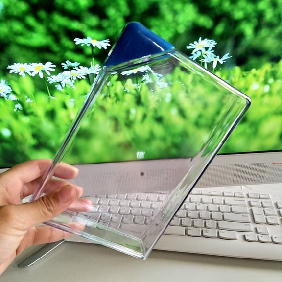 1pc Square Transparent Plastic Cup with Notebook-Style Design, Unique Triangular Cover, Sturdy Durable Material for Office or Home Use – Creative Drinkware
