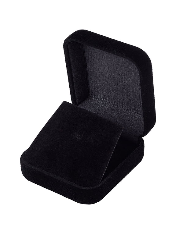 1pc Square Velvet Bangle Storage boxes with Black Inside Black 5.85x5.35x2.5cm DIY