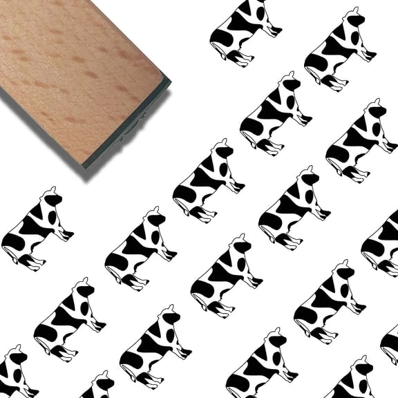 1pc Square Wooden Stamps with Rubber for DIY Scrapbooking Cattle 40x15x15mm