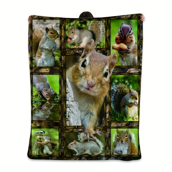 1pc Squirrel Throw Blankets Ultra Soft Flannel Blanket Warm Cozy Couch Sofa Bed Decor for All Seasons