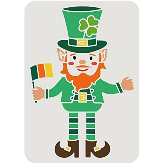 1pc St. Patrick Day Stencils Irish Elf Pattern Reusable Plastic Craft Drawing Painting Template