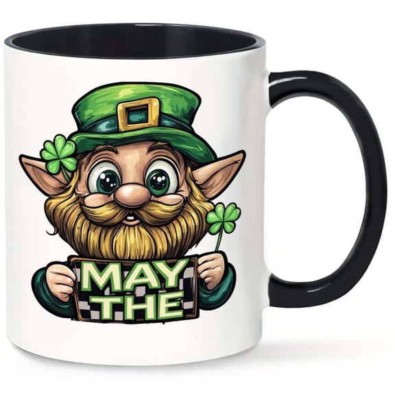 1pc St Patrick S Day Ceramic Mug Cartoon Leprechaun with Four Leaf Clover MAY Design Hand Wash Only Festive Irish Themed Kitchen Dining Decor Irish