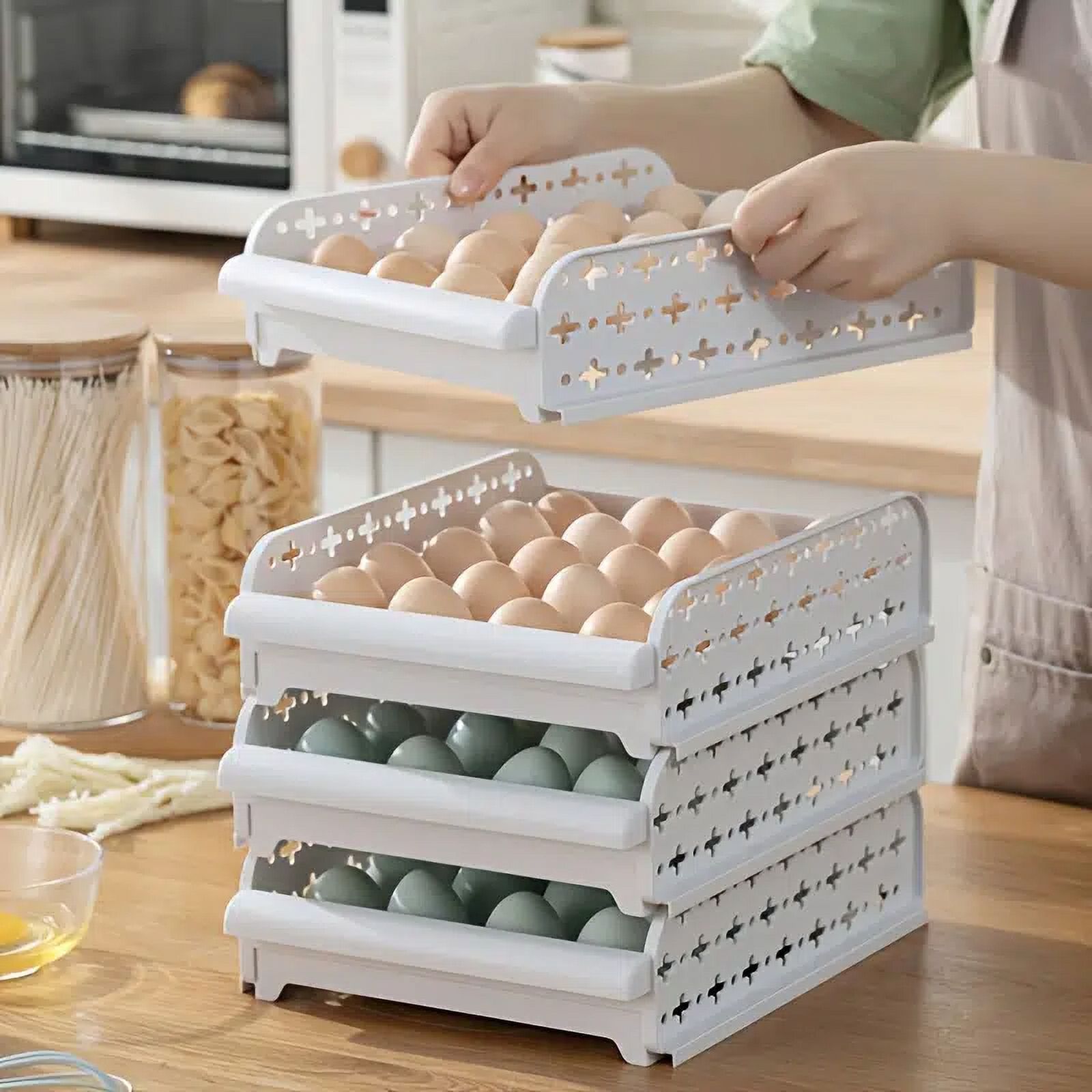 1pc Stackable Egg Drawer, Egg Holder, Refrigerator Egg Storage Box
