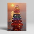 thumbnail image 1 of 1pc Stacked Rainbow - Colored Glass Stones by the Water at Sunset Framed Decor room hanging Wall Picture Decor for Home Gifts, living room, bathroom, bedroom, kitchen wall art decor canvas wall art, 1 of 6