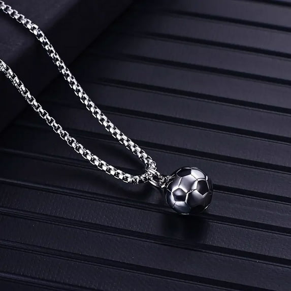 1 Piece Stainless Steel Solid Football Pendant Necklace, Birthday Gift, Memorial Jewelry for Football Fans