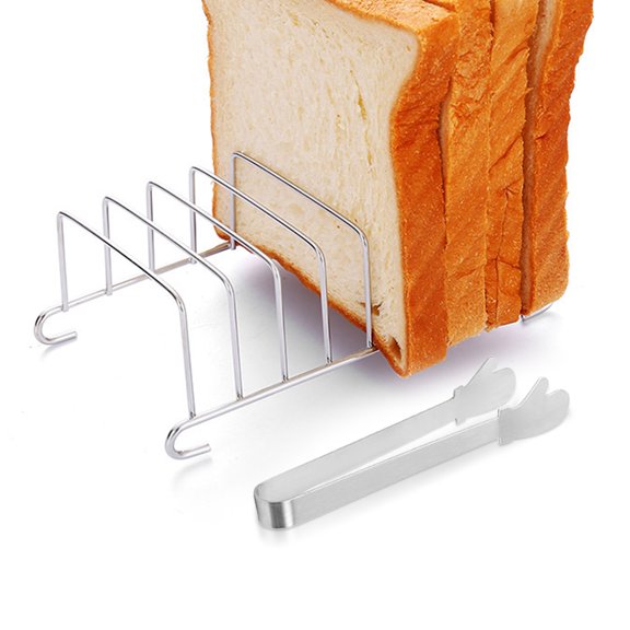 1pc Stainless Steel Air Fryer Toaster Rack, Bread Cooling And Serving Rack, Multi-Slot Toast Rack, Suitable for Toast And Baked Goods - Ideal for Baking And Serving Bread