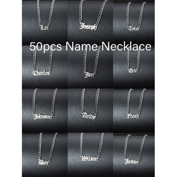 1pc Stainless Steel English First Name Last Name Men's Pendant Necklace Suitable for Party Wearing Couple Commemorative Gift