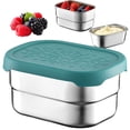thumbnail image 1 of 1pc Stainless Steel Food Storage Container, Small Lunch Box Snack Container with Patterned Silicone Lid, Reusable Condiment Cup for Home, Travel & Meal Prep, 3.72 fl oz, 1 of 9