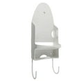 thumbnail image 1 of 1pc Stainless Steel Iron Stand Ironing Board Holder Wardrobe Hanging Rack Double Hook Wall Shelf for Home Hotel (White), 1 of 10