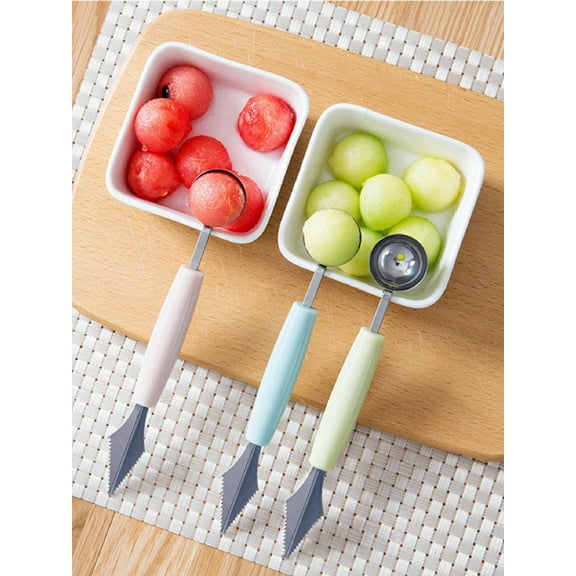 1pc Stainless Steel Melon Scoop, Modern Double Head Melon Baller For Kitchen