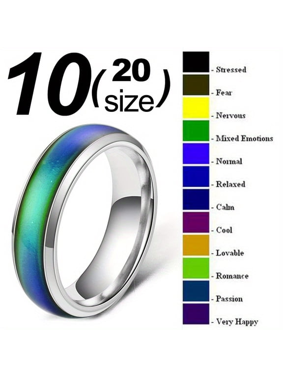 1pc Stainless Steel Mood Ring - Color-Changing Imitation Inlay, Relax Jewelry for Men & Women, Adjustable Emotion Ring with Gradient Color Guide (Stress/Neutral/Emotion/Mixed) - Unique Gift Idea,