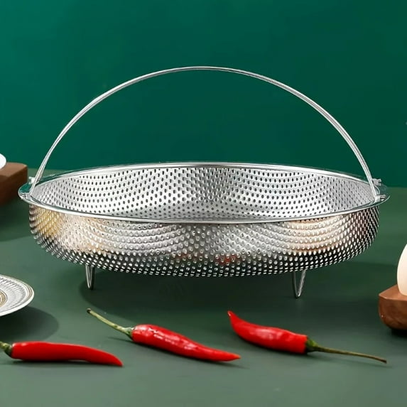 1pc Stainless Steel Multi-Functional Steamer Basket, Uncharged Kitchen Strainer for Steaming Rice, Dumplings, and Vegetables
