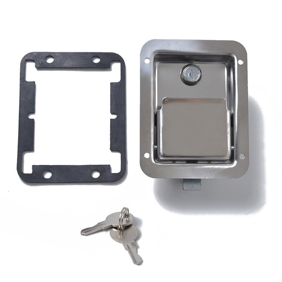 1pc-Stainless Steel Paddle Latch with Keys, For Trailer, Truck, Toolbox, Door Lock, Auto Replacement Accessories