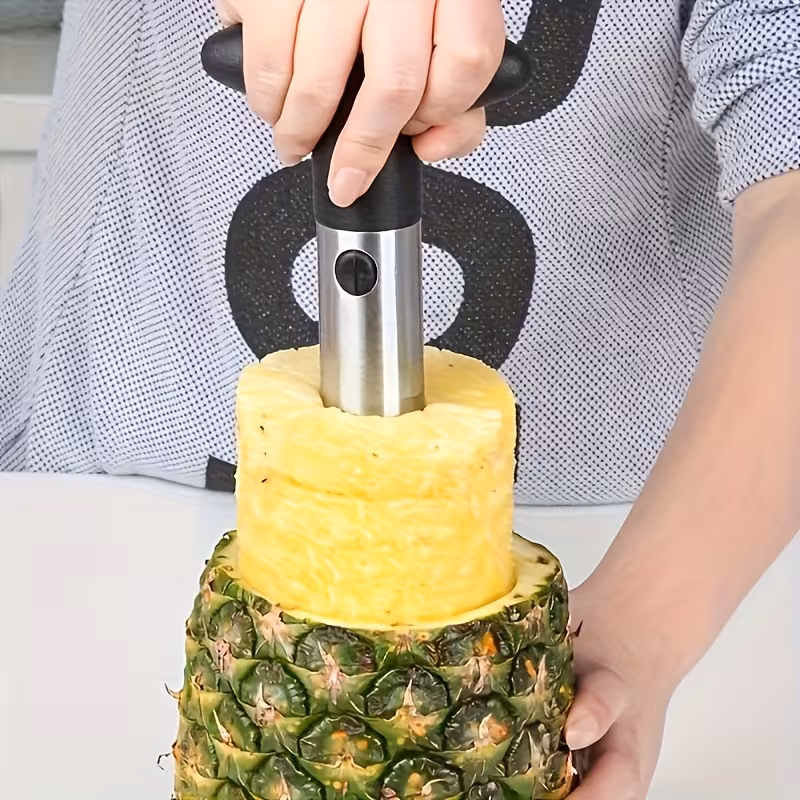 1pc Stainless Steel Pineapple Peeler & Slicer, Ergonomic Multi-Function Fruit Corer for Strawberries & Melons, Easy Kitchen Gadget
