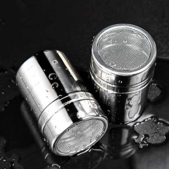 1pc-Stainless Steel Powder Sifter with Lid, Coffee Powdered Sugar, Cocoa Flour Shaker, Baking Supplies, Kitchen Supplies