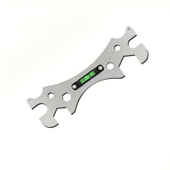 1pc Stainless Steel Shower Installation Wrench, Multi-Functional Hexagonal Level with Curved Foot Ruler, Rust-Proof Plumber's Tool for Home Bathroom