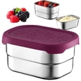 thumbnail image 1 of 1pc Stainless Steel Snack Container, Small Food Storage Lunch Box with Patterned Silicone Lid, Reusable Condiment Cup for Home, Travel, Picnic & Meal Prep, 3.72 fl oz, 1 of 6