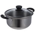 thumbnail image 1 of 1pc Stainless Steel Soup Pot Multifunctional Pot Practical Hot Pot with Glass Lid, 1 of 6