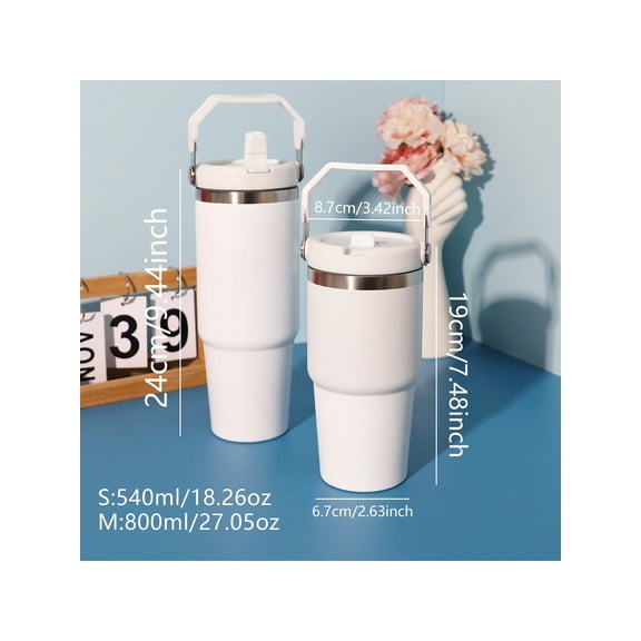 1pc Stainless Steel Tumbler with Straw, Vacuum Insulated Water Bottle for Home, Office or Car, Reusable Cup with Straw Leak