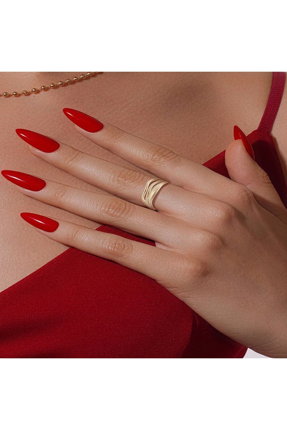 1pc Stainless Steel Wave Open Cuff Rings for Men and Women Golden Inner Diameter: Adjustable