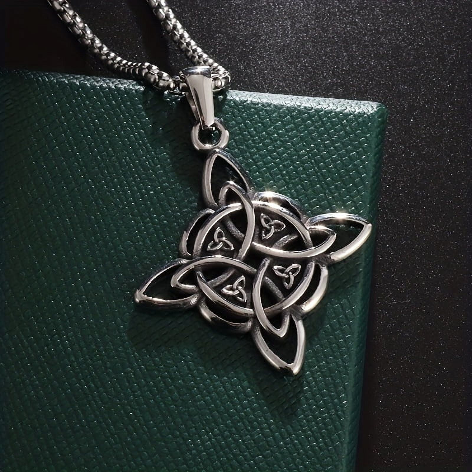 1pc Stainless Steel Witch Knot Pendant Necklace - Intricate Celtic ...