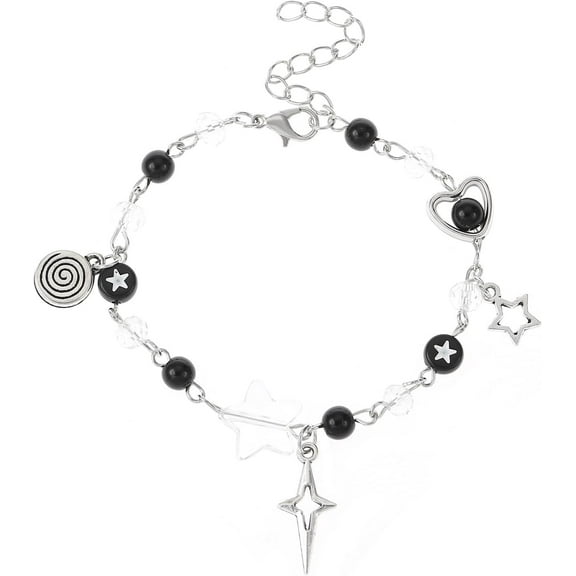 1pc Star & Heart Alloy Link and Charm Bracelets Couple Bracelets Black 8-7/8 inch(22.5cm)