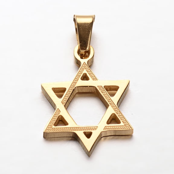 1pc Star of David 304 Stainless Steel Pendants for Jewish Golden 22x16x2mm Hole: 4x7mm