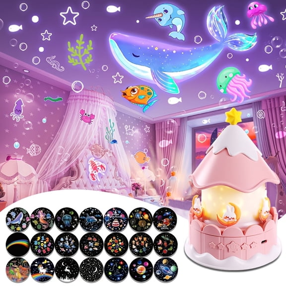 1pc of Starry Sky Projector Full of Stars, Dreamy Atmosphere in the Bedroom, Small Night light -21 Sets of Patterns - Three Types of lights - Birthday, Halloween, Christmas Gifts.
