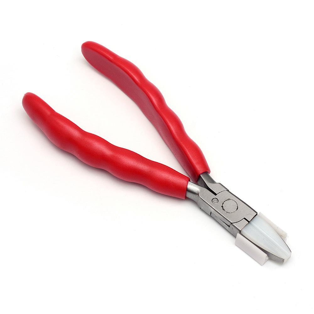 1pc Steel Jewelry Pliers Nylon Jaw Pliers Flat Nose Pliers Red 160x60x17mm