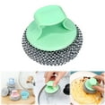 thumbnail image 1 of 1pc Steel Wool Dish Scrubbers（with Non-Hurt Hand Strap Handle） for Dishes Pot Round Steel Pad, Mesh Scouring Non Scratch Pads -Green, 1 of 9