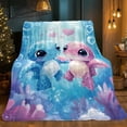 thumbnail image 1 of 1pc Stitch & Pink Lightweight Flannel Blanket, Soft Warm Digital Printed Bedding, Ideal for Sofa Bed Chair Travel Camping Living Room Office, 1 of 10