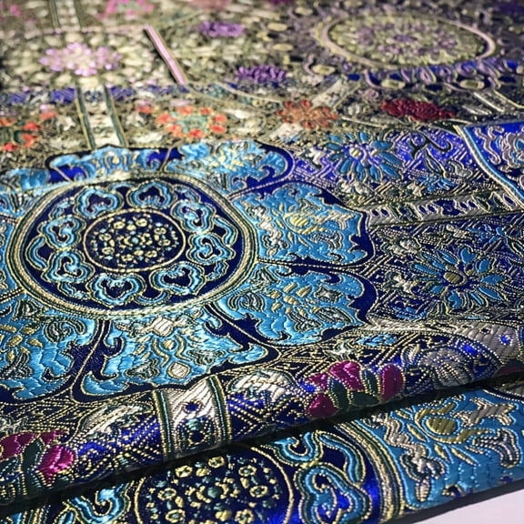 1pc Stunning Jewel Tone Embroidered Damask Fabric, Brilliant And Shiny Jacquard Damask Decorative Fabric for Fashion Clothing, Apparel, Cushions, Pillows, Home Decor, Crafts And DIY Projects