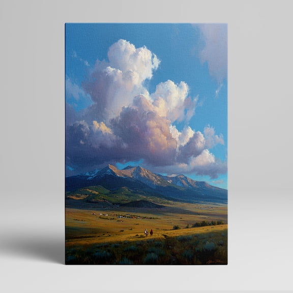 1pc Stunning Landscape Canvas Art with Majestic Mountains, Vast Plains and Dramatic Clouds, framed Decor room hanging Wall Picture Decor for Home Gifts, living room, bathroom, bedroom, kitchen wall